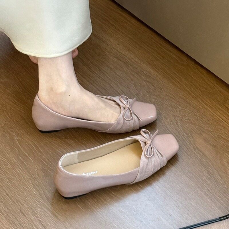 日本芭蕾单鞋风温柔仙女配浅口单鞋女夏季新款裙子蝴蝶结年内增高