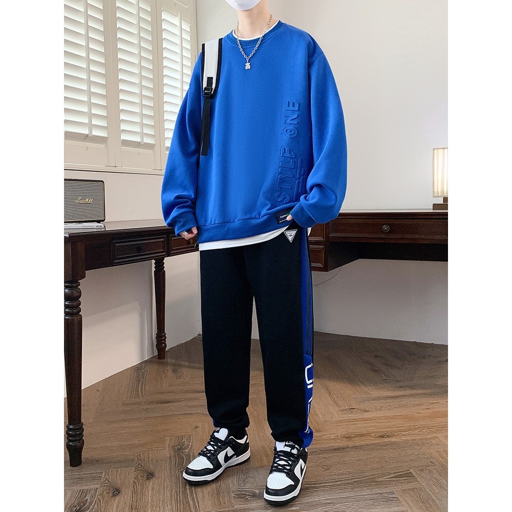 品牌断码春秋季圆领卫衣男孩衣服岁初中学生长袖青少年运动套装