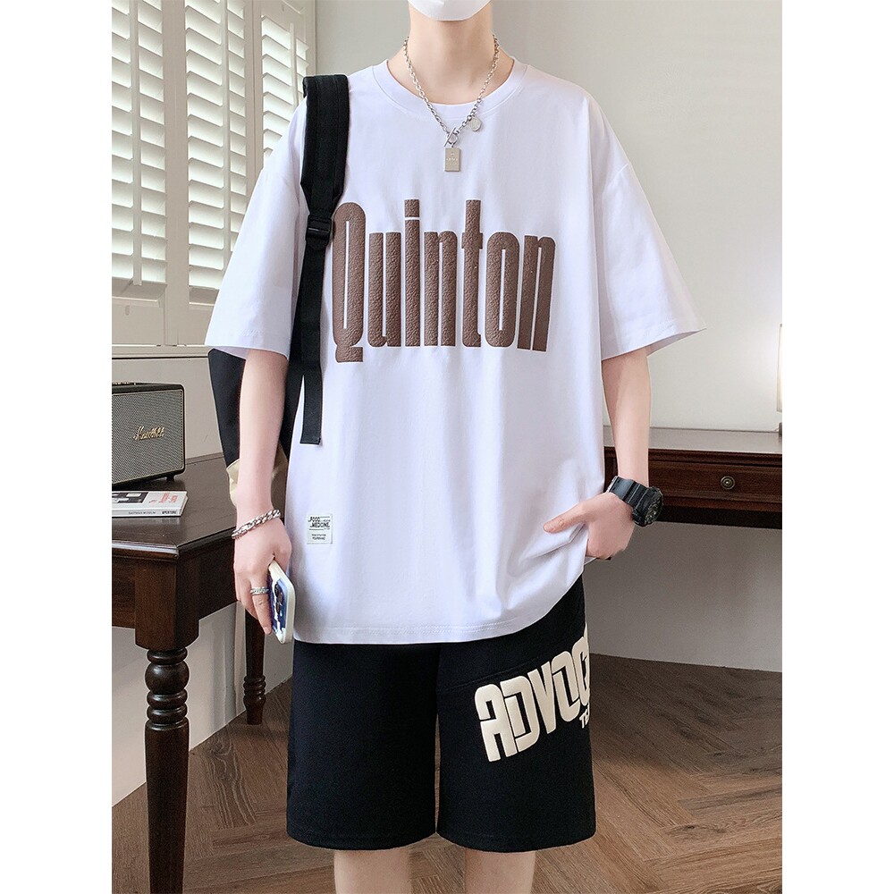 撤柜青少年短袖t恤男孩-岁初高中学生帅气衣服夏季短裤运动套装