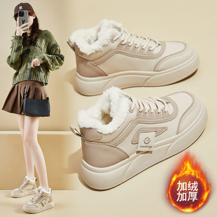 撤柜冬季加绒小白鞋新款韩版ins女学生厚底增高运动板鞋休闲SH