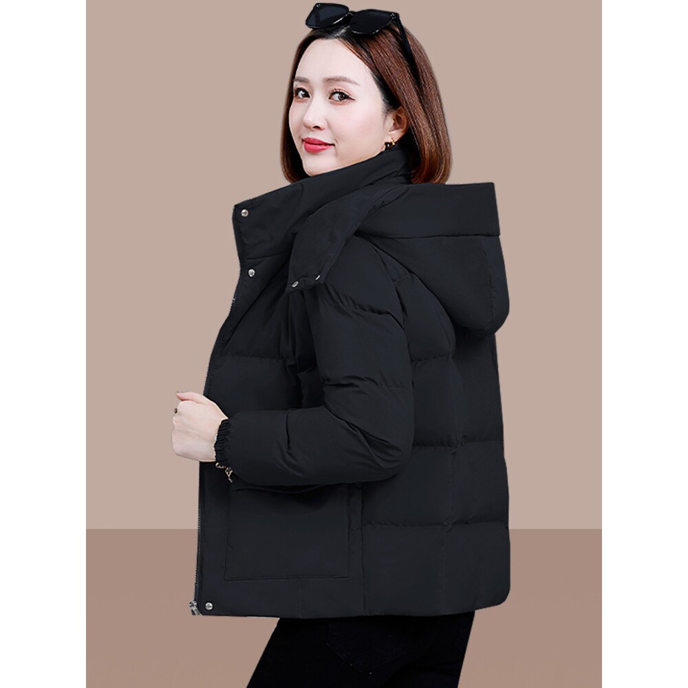 撤柜黑色羽绒棉服女冬季新款加厚保暖小个子女士棉袄连帽短款外套