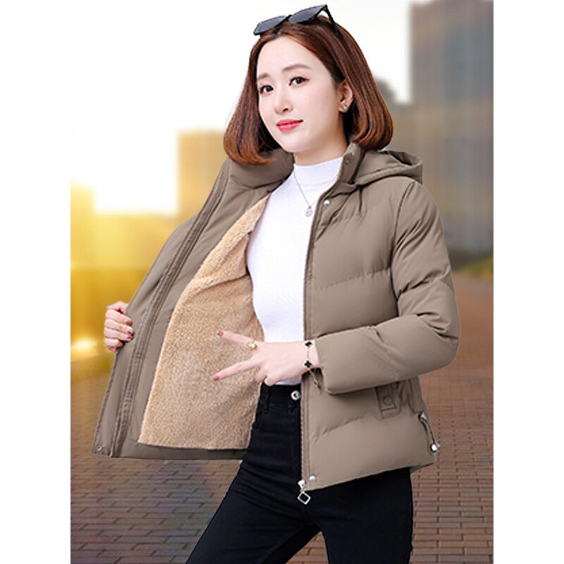 撤柜加绒加厚羽绒棉衣棉服女士冬季新款爆款妈妈短款防寒棉袄外套