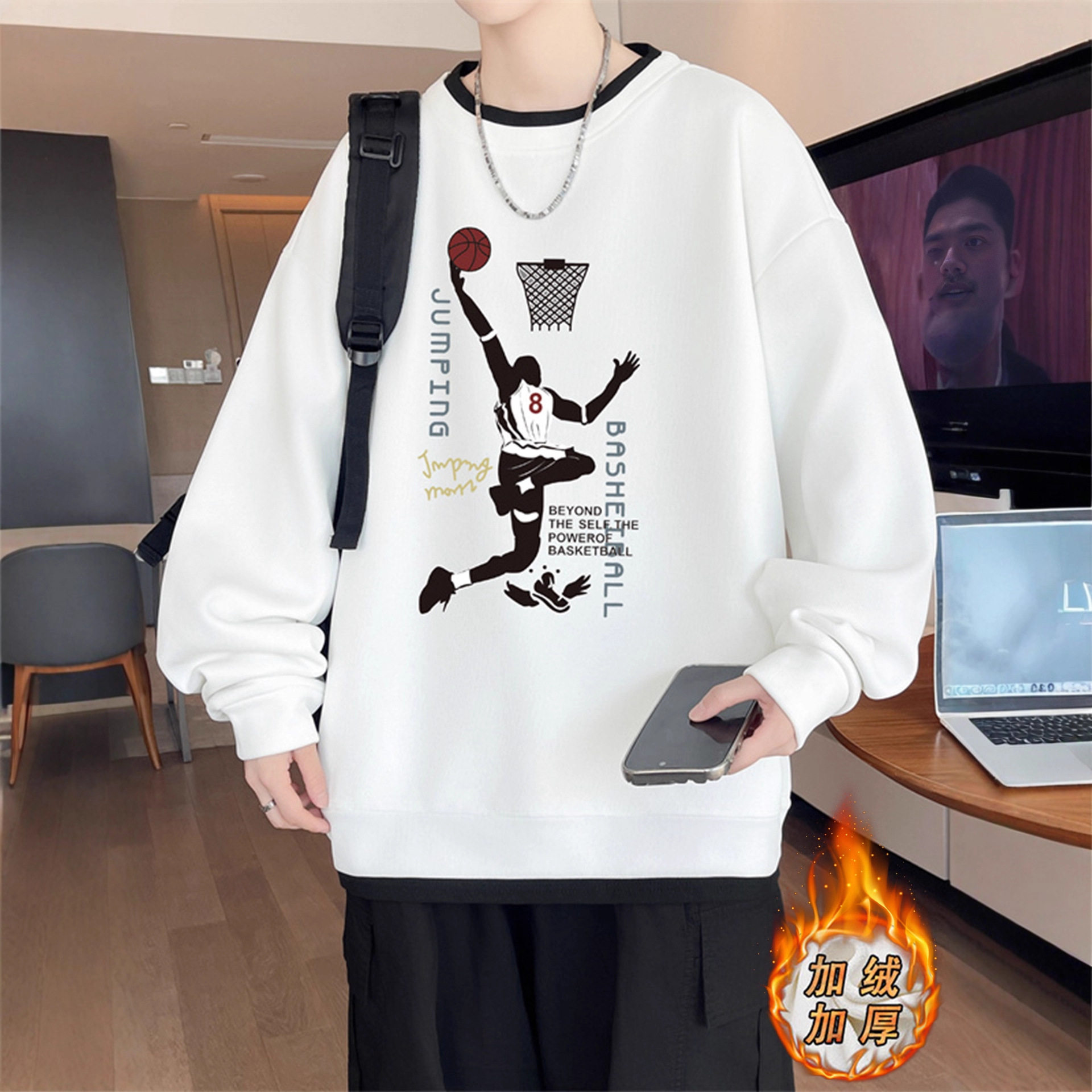 品牌断码秋冬季加绒加厚卫衣男孩青少年初中高中学生长袖t恤大童