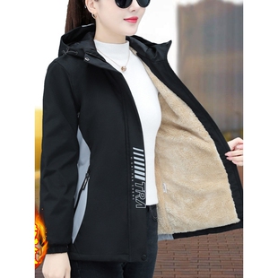 撤柜高品质加绒加厚秋冬季外套女大码妈妈小个子羊羔毛冲锋衣棉衣