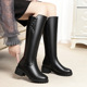 撤柜女士中筒靴女真皮高筒女靴加绒羊毛长筒妈妈靴子冬粗跟长靴不