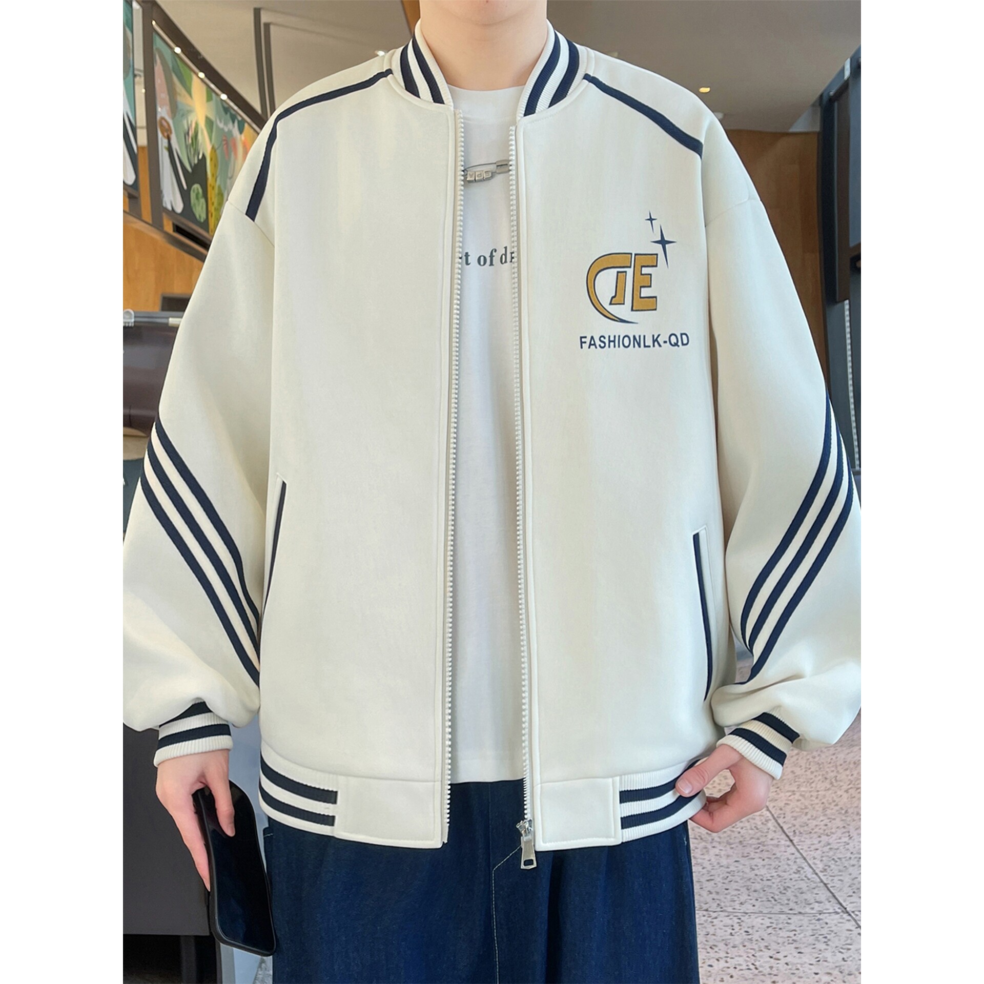 撤柜春秋款休闲外套男初中高中学生帅气棒球服夹克青少年大童男装