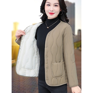 撤柜加绒棉服女款秋冬年新款中年妈妈保暖轻薄棉衣内胆外套