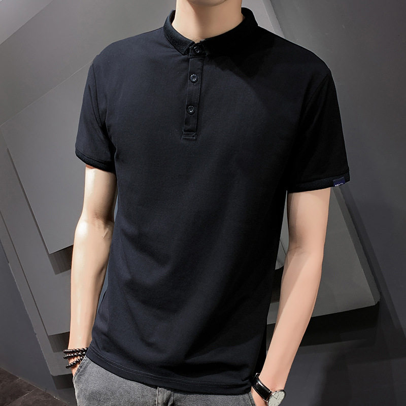 撤柜纯色短袖polo衫男夏季翻领短袖男体恤净色广告衫班服polo衫工
