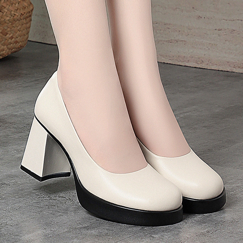 撤柜超高跟防水台模特走秀鞋工作鞋黑色皮鞋职业女鞋通勤单鞋