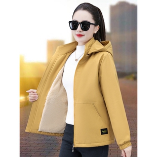 撤柜加绒加厚夹克外套女士秋冬新款爆款小个子妈妈装短款风衣时尚