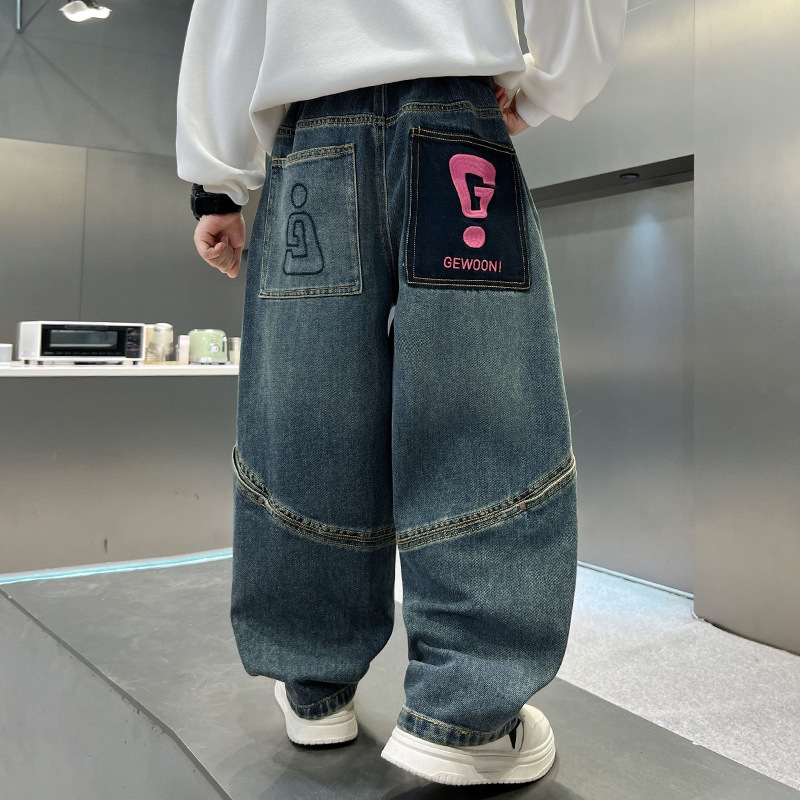 进口时尚儿童装男童秋装裤子新款中大童春秋款男孩痞帅牛仔裤秋季