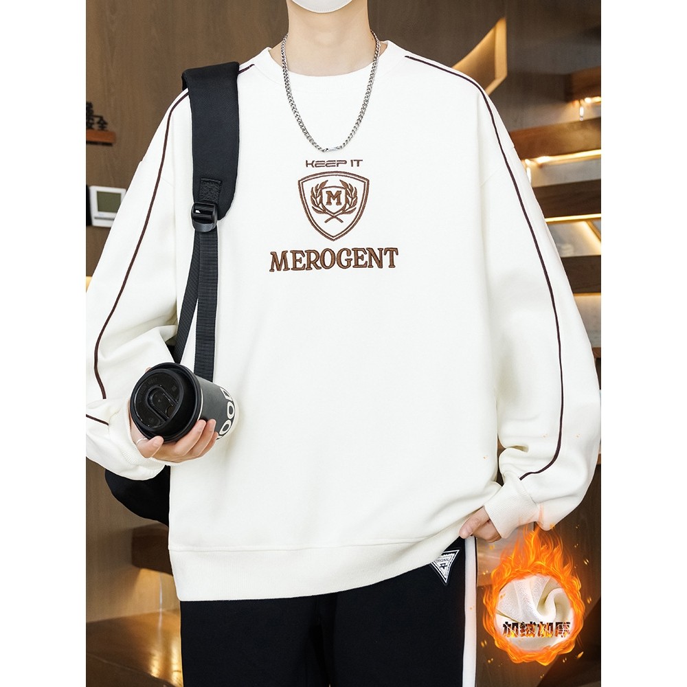 品牌断码秋冬季青少年加绒加厚卫衣男孩初高中学生长袖t恤打底衫