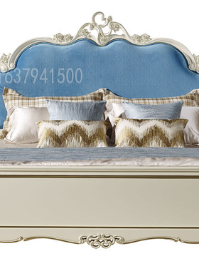 欧式美式古典实木别墅家具FF92大床双人床1.8床头柜小床1.5米白色