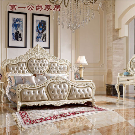 欧式古典实木别墅家具FF16床头柜小妆台白色 加大床2米促销13999