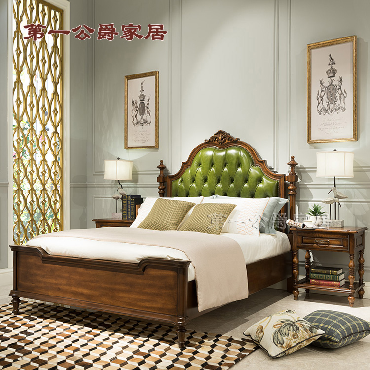 美式古典别墅家具简美纯实木FW92-21小床1.5与大床1.8 床头柜白色