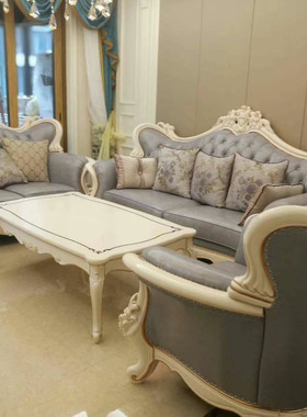 新古典黑檀钢琴漆家具FM601沙发真皮长茶几角几 FF白色促销21999-