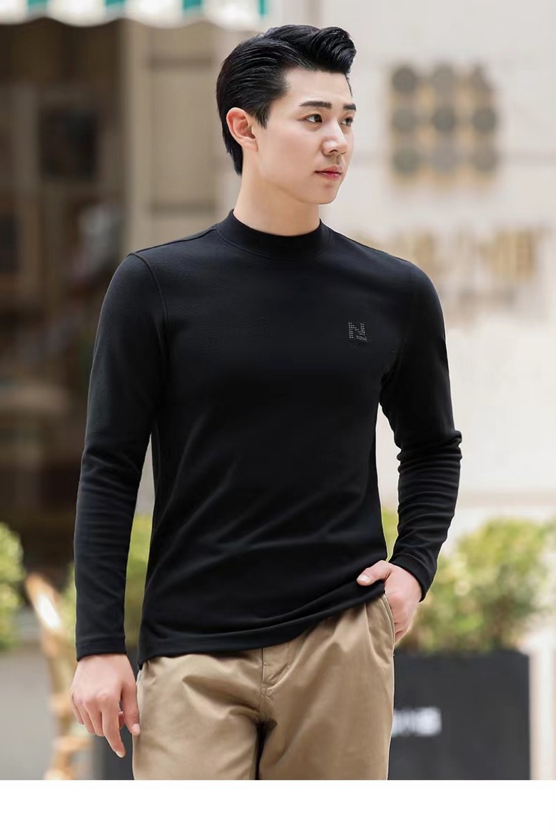 男士中领打底衫半高领男秋冬薄绒款羊绒蛋白衫磨毛刺绣修身长袖t,男装,T恤,淘宝优惠券,粉丝福利购,淘宝优惠卷