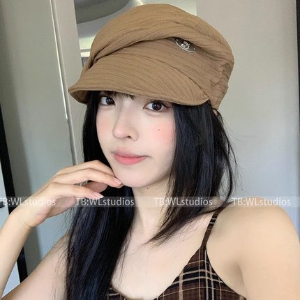 多种戴法~日系复古棉麻夏季贝雷帽女薄款透气显脸小防晒画家帽子