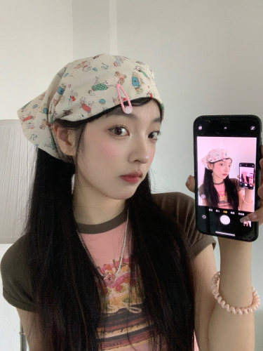 夏季甜妹可爱女防晒头巾