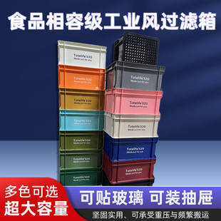 totelife长方形底部带孔工业风塑料箱水族过滤箱乌龟养殖箱沥水蓝