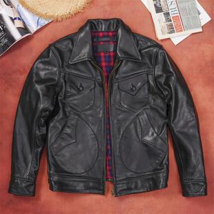 RL风格门多萨1.3MM厚度手感柔软马皮皮衣美式复古机车夹克男