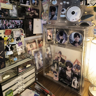 吧唧谷子收纳展示盒色纸卡砖透明展示架痛柜小人牌立牌周边展示柜