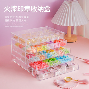 火漆印章收纳盒章头复古黄铜蜡烛蜡粒火漆工具整理透明分格置物架