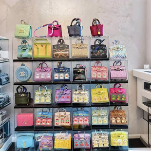 迷你包包展示盒玩具过家家挂包收纳盒柜精致透明小包包收藏展示架