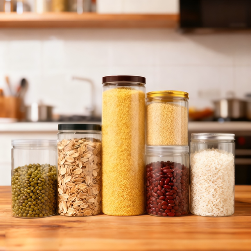 大口径塑料储物罐厨房食品杂粮咖啡豆茶叶密封罐透明罐储藏收纳瓶