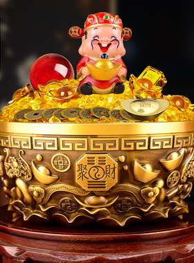 旺宅生财生意人家里客厅财位铜制聚宝盆招财聚财补库用品守财旺财