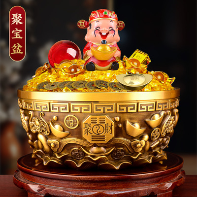 旺宅生财生意人家里客厅财位铜制聚宝盆招财聚财补库用品守财旺财