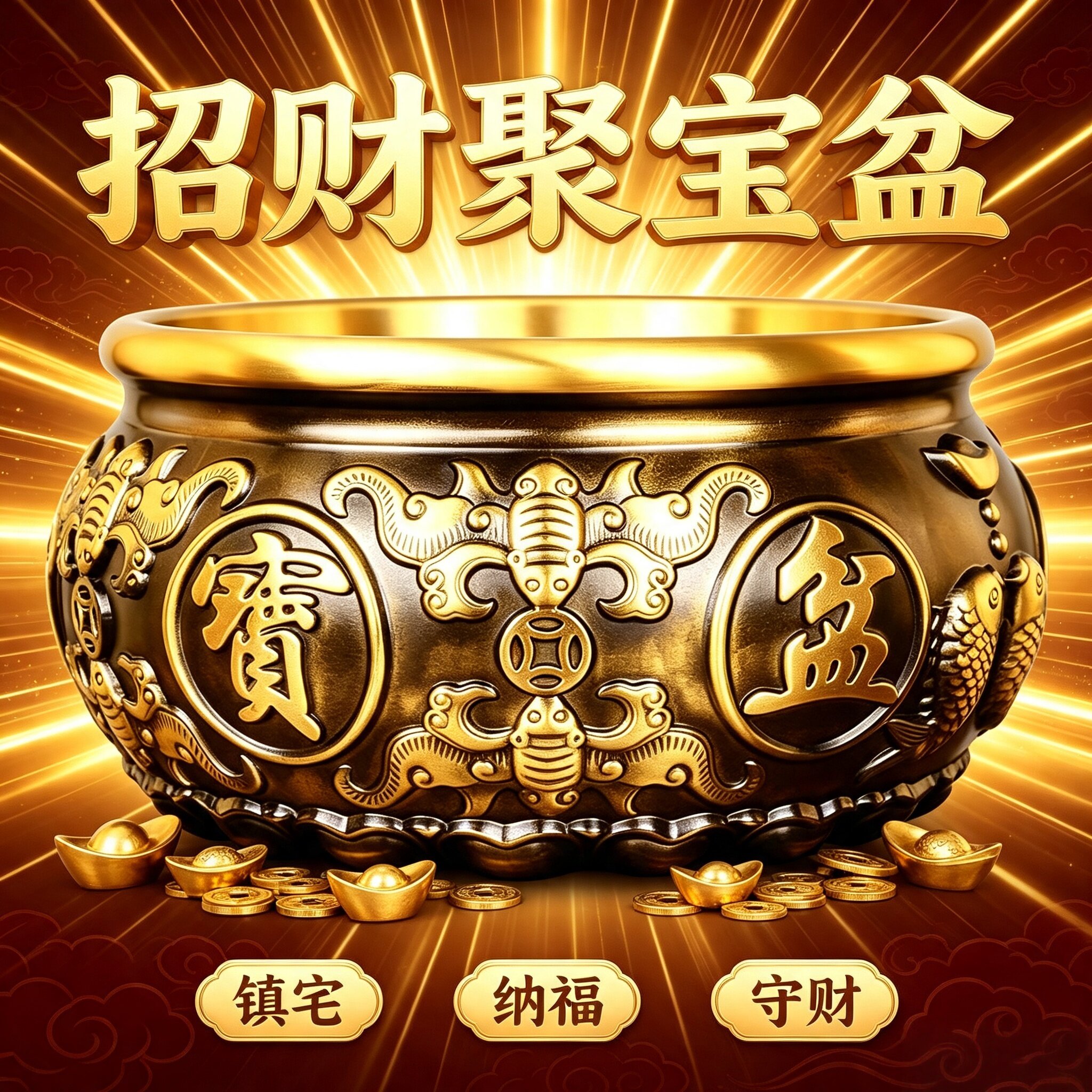 冰箱上的聚宝盆招财进宝家用旺宅