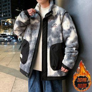 青少年羊羔绒加厚外套男款初中高中学生秋冬装棉服大童摇粒绒夹克