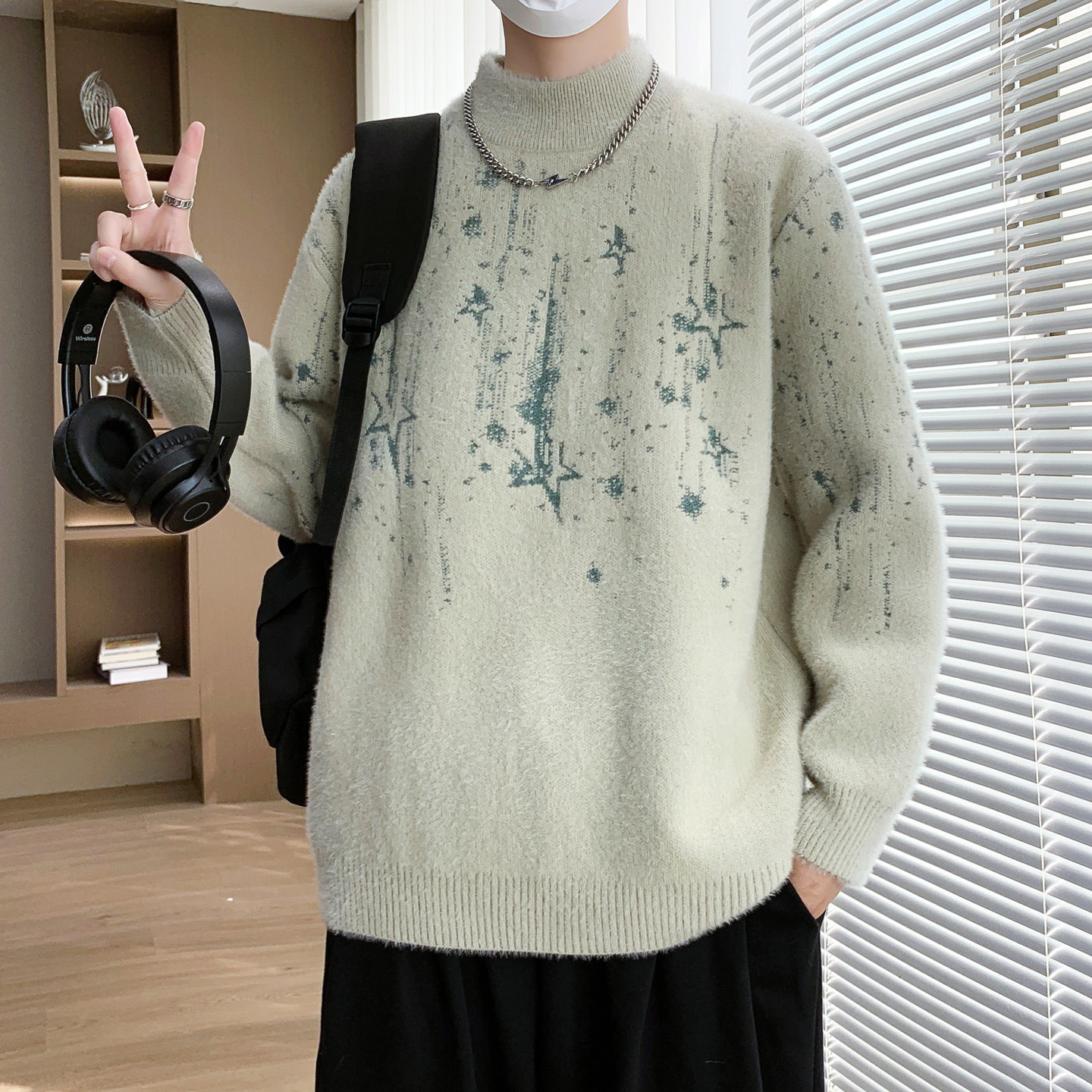 水貂绒毛衣男孩秋冬季加绒加厚针织打底衫青少年高中学生保暖上衣,男装,针织衫/毛衣,淘宝优惠券,粉丝福利购,淘宝优惠卷