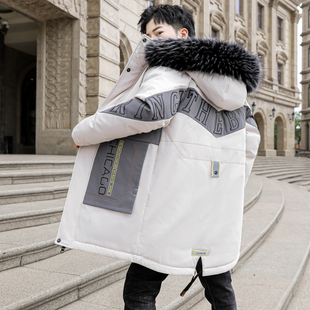 冬季青少年棉衣外套男孩中长款羽绒棉服初中高中学生大童加厚棉袄