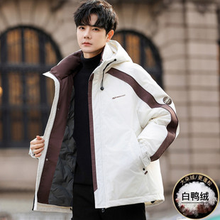 青少年轻薄短款羽绒服男孩冬季初中高中学生潮流韩版大童冬装外套