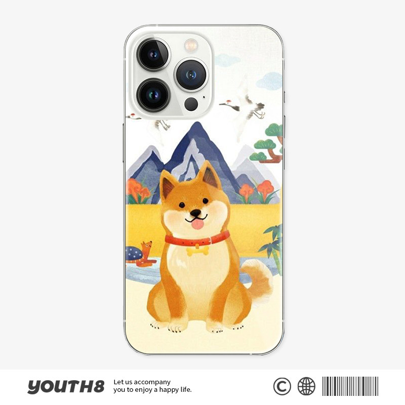手绘柴犬苹果16系列卡通手机壳