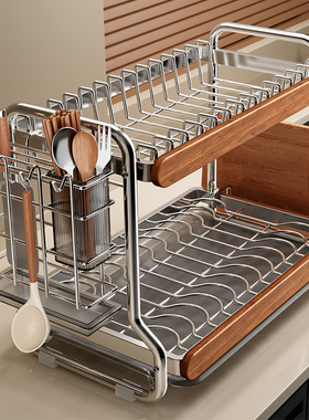 耐奔不锈钢碗碟收纳架沥水架厨房置物架碗架台面多功能放碗筷盘架