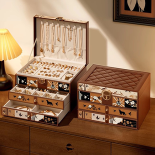 中古风首饰盒高档精致黄金耳钉项链收纳盒大容量防氧化2026年新款