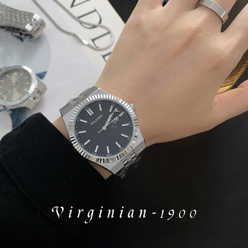 【Virginian1900】正品男手表复刻经典牙圈时尚防水日历日志腕表