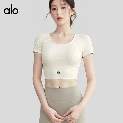 AIo瑜伽服女夏季普拉提短袖上衣