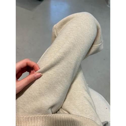 羊毛呢阔腿裤女秋冬季新款高腰垂感人字纹小个子窄版直筒加绒裤子