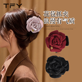 缎面花苞巨好看 抓夹女高级感2026新款 高端后脑勺轻奢风发量少