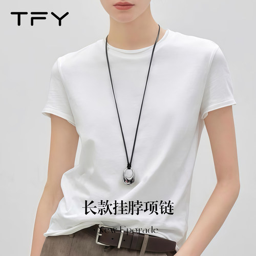 长款黑绳水滴项链日常百搭