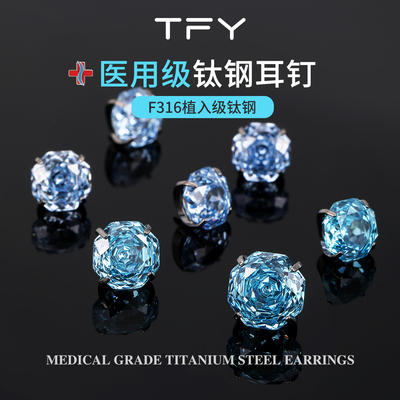 医用钛钢玫瑰锆石耳钉边缘独特耳骨钉养耳洞2025新款爆款高级感