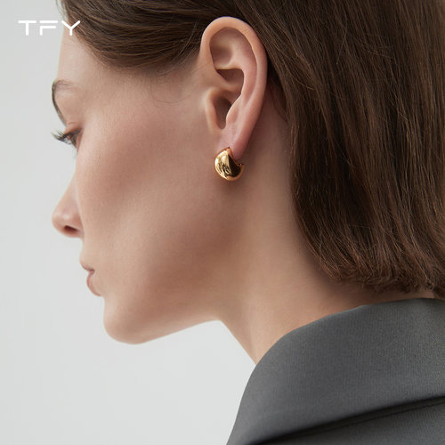 TFY简约金属豆豆耳钉女