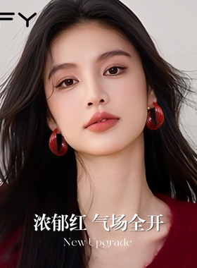 复古港风夸张红色耳环方圆脸显脸小轻奢高级感2026新款爆款女人味