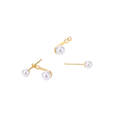 法式小珍珠耳钉后挂式