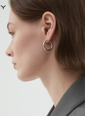银色素圈耳环圈圈女高级感耳钉2025新款轻奢纯银针耳饰圆圈小耳圈