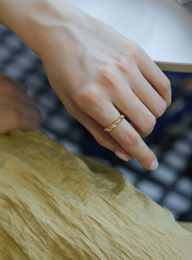 【小器饰品】24新款18k镀金缠绕纽结开口戒不限尺寸微米厚镀
